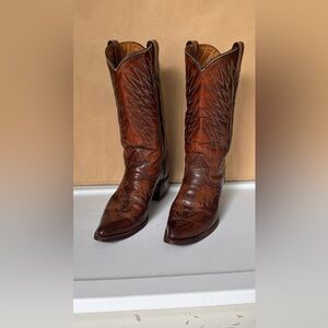 Texas Premium Leather Western Cowboy Boots Handcrafted in Auburn Color Size 9D